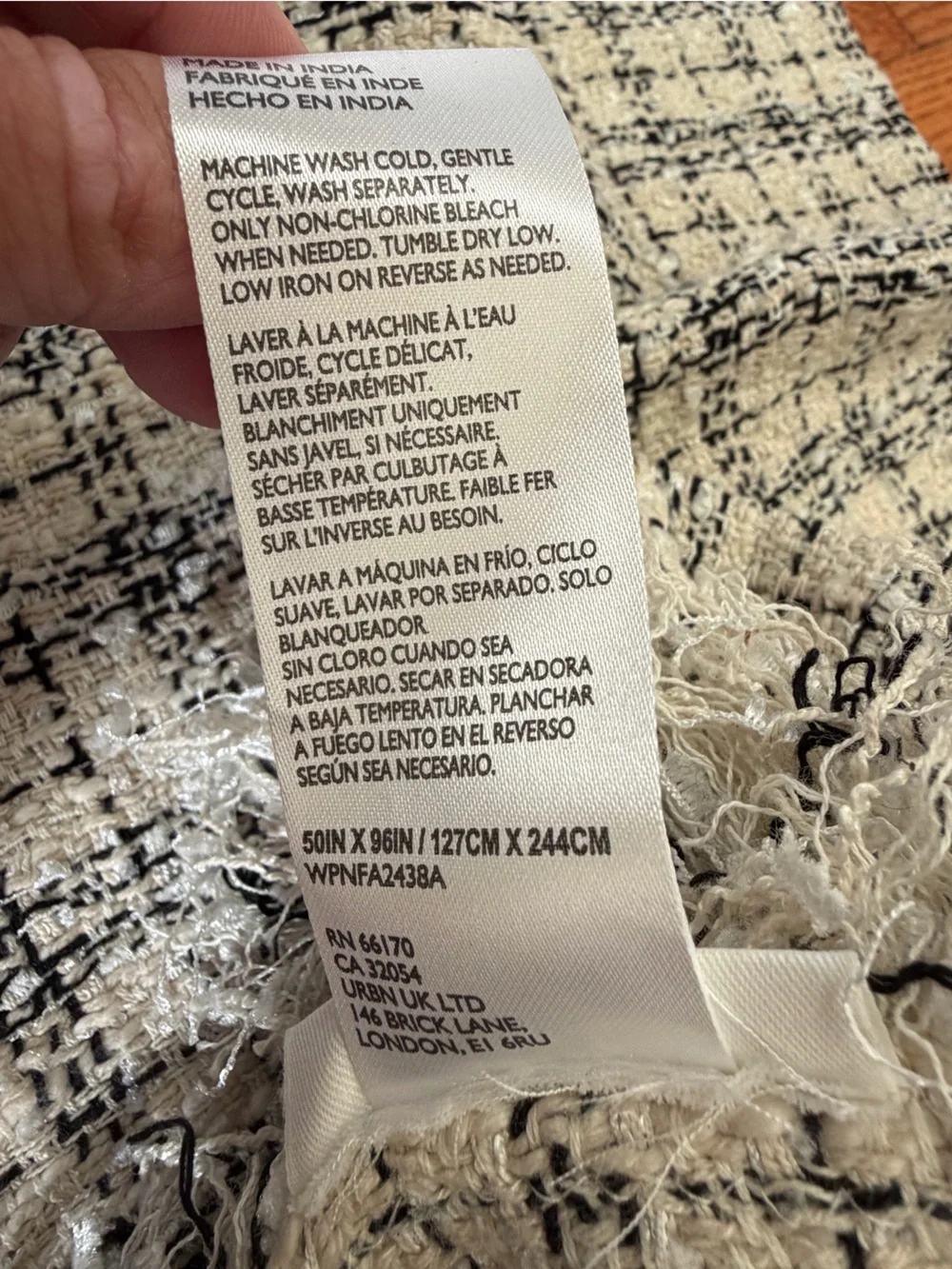 Anthropologie verity tweed cotton blackout curtain panel black white 50 x 96 in